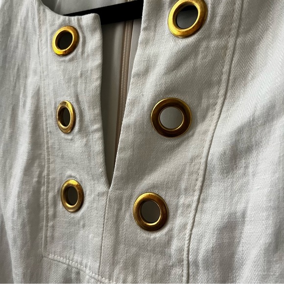 J.Crew White 100% Linen Grommet Shift Dress – Size 2 - Picture 3 of 8